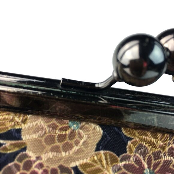 Womens Fabric Carpetbagger Handbag Floral Purse Kiss Lock Clasp Bueno U Short Ha - Picture 2 of 9